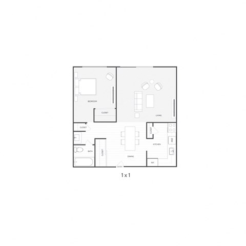 a 1 bedroom floor plan  apartments